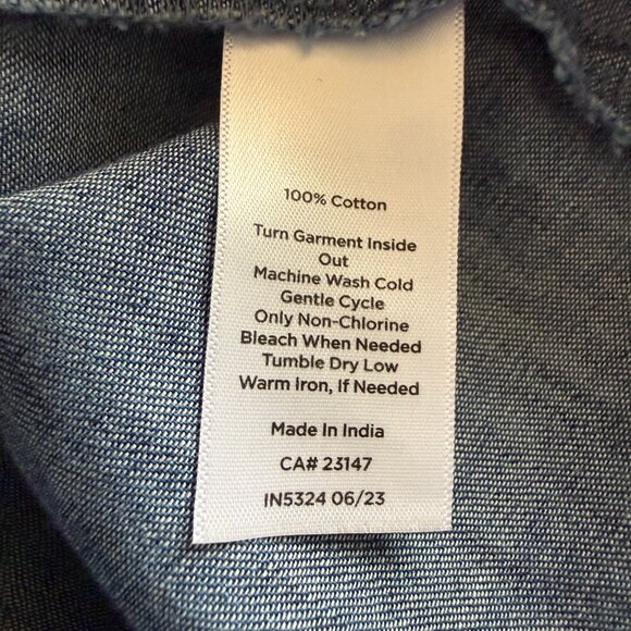 Talbots Petite ruffle neck long sleeve denim popover top women's size SP - Picture 10 of 10